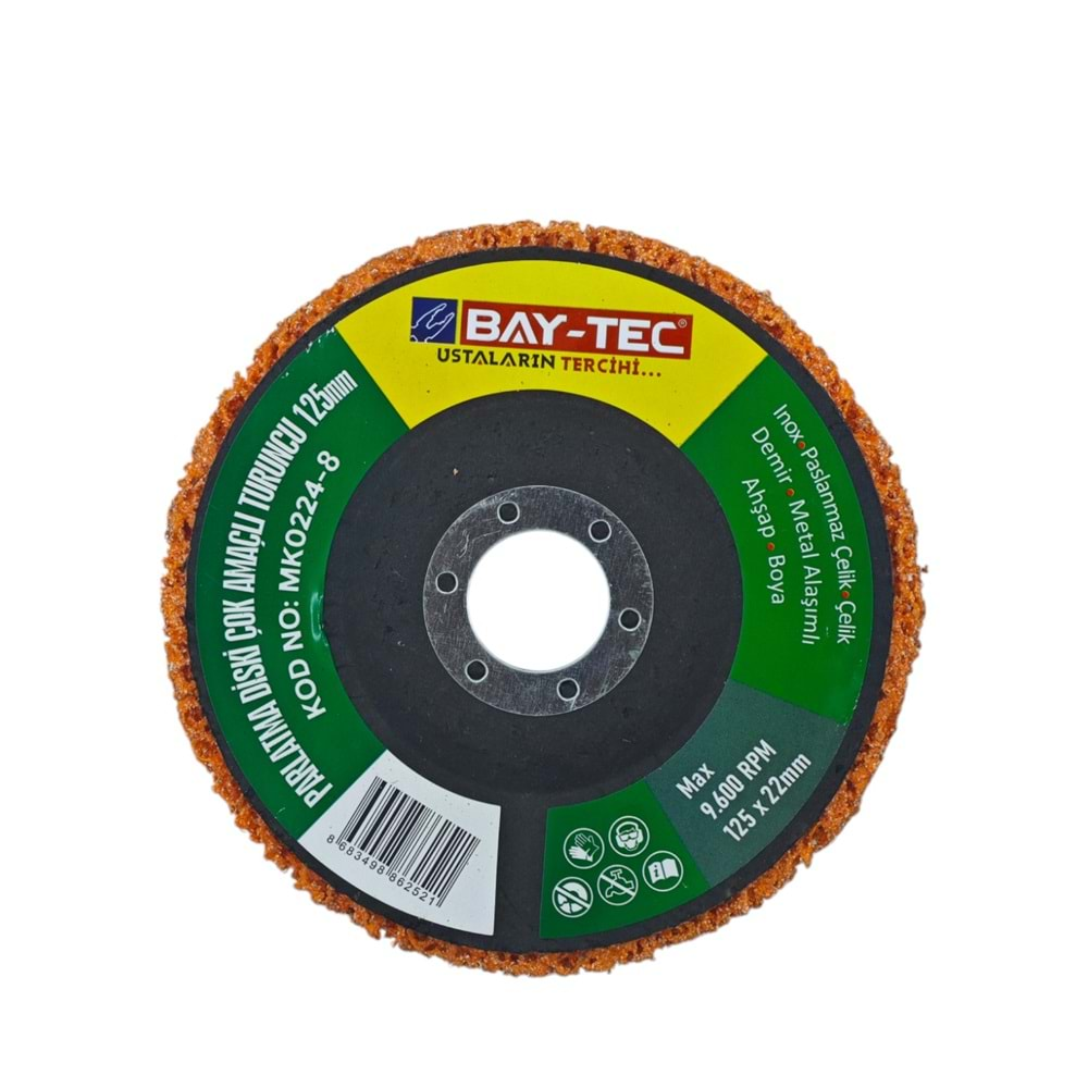 MK0224-8 Bay-Tec Çok Amaçlı Parlatıcı Disk 125mm - Turuncu