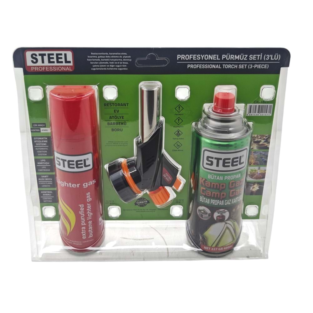 CK-1571 Steel Profesyonel Kamp Pürmüz Seti 3lü