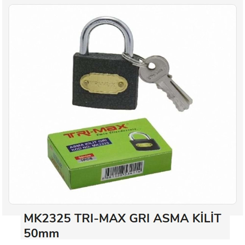 Mk2325 Bay-Tec Trı-Max Asma Kilit 50Mm (Grı)