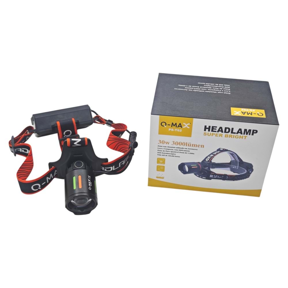 PS-T62 Q-Max 30W Led Şarjlı Kafa Lambası 3000 Lümen
