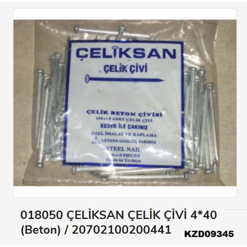 018050 Çeliksan Çelik Çivi 4*40 (Beton)