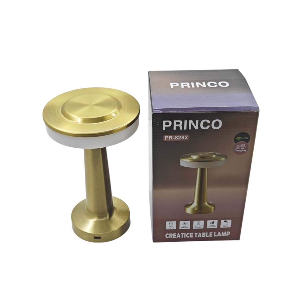 PR-8282 Princo USB Type-C Şarjlı 1W Led Dokunmatik Abajur