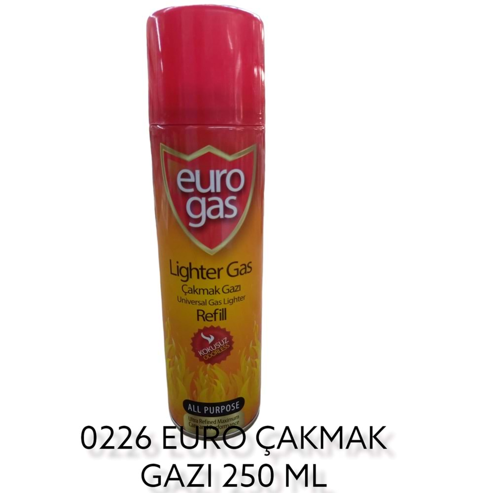 0226 Euro Gas Çakmak Gazı 250Ml