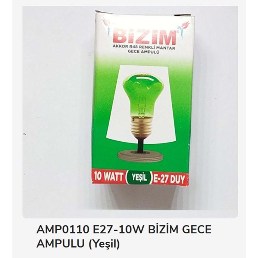 Amp0110 Bizim E27-10W Gece Ampulu - Yeşil