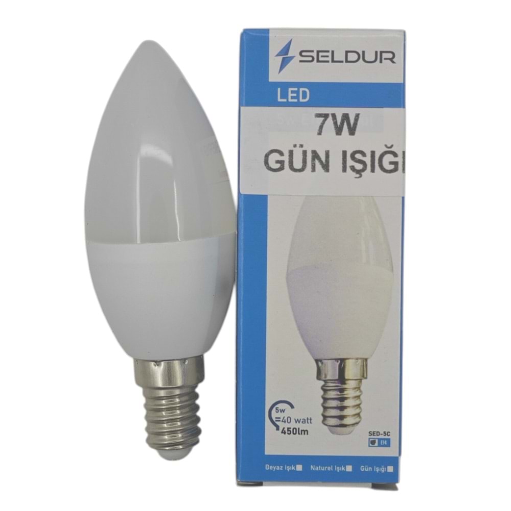 SED-7C-3 Seldur E14-7W Gün İşiği Led Ampul