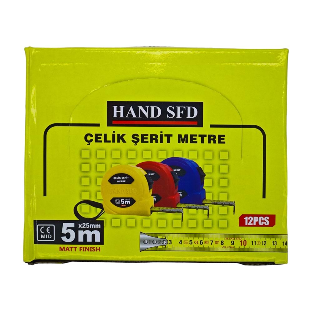 0165 Hand SFD Çelik Şerit Metre 5m*25mm
