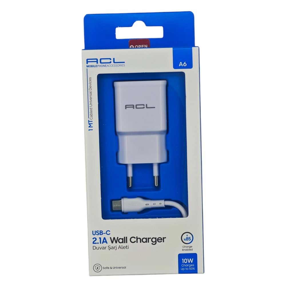 AC-2 A6 Acl 10W 2.1A Type-C Duvar Şarj Aleti