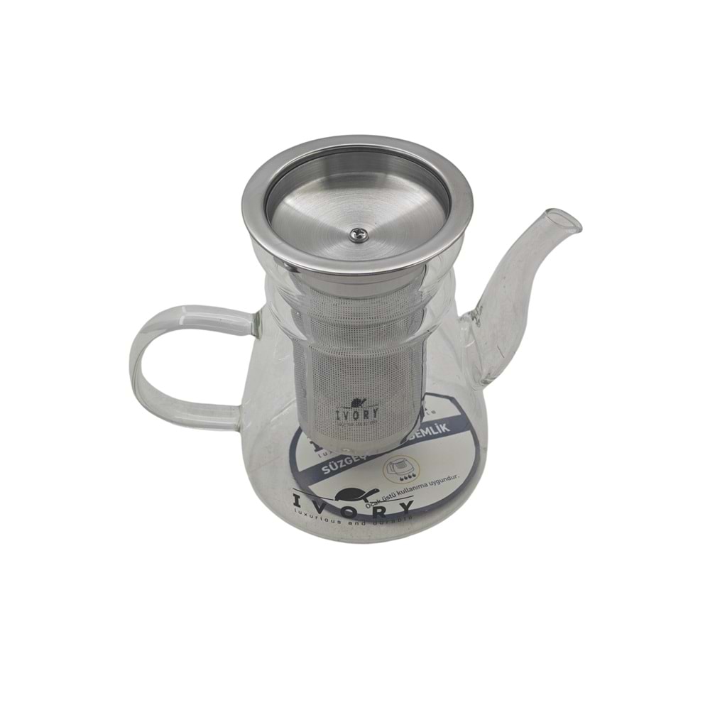 CAM-5770 İvory Süzgeçli Cam Demlik 600ml