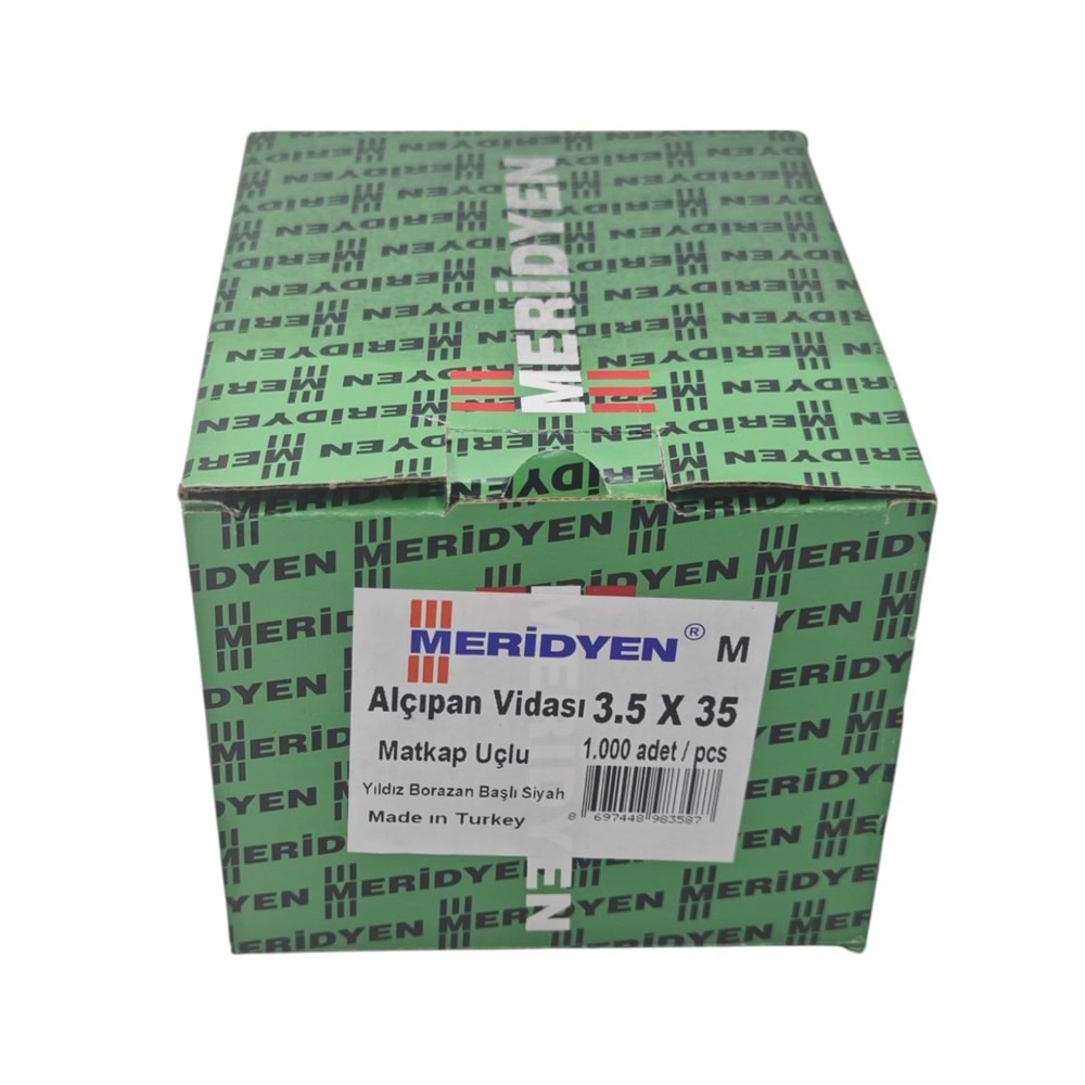 3535 Meridyen 3.5*35mm Sivri Uçlu Alçıpan Vidası 1000li - Yıldız Borazan Başlı
