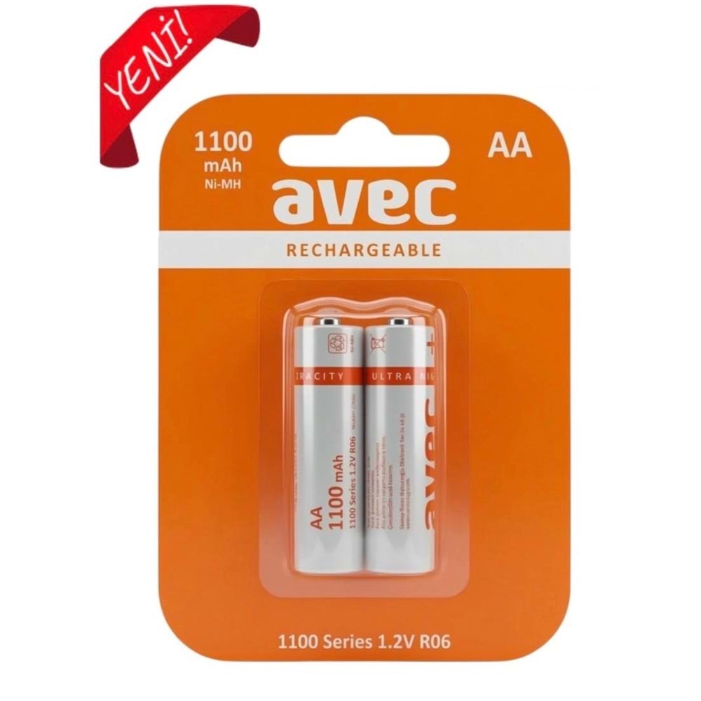 R06 Avec AA Şarjlı Kalem Pil 1100mAh 2li