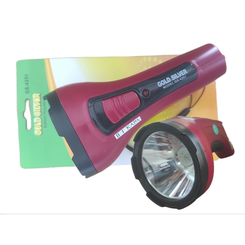 GS-4251 Gold Sılver Şarjlı Kambur Fener - Büyük