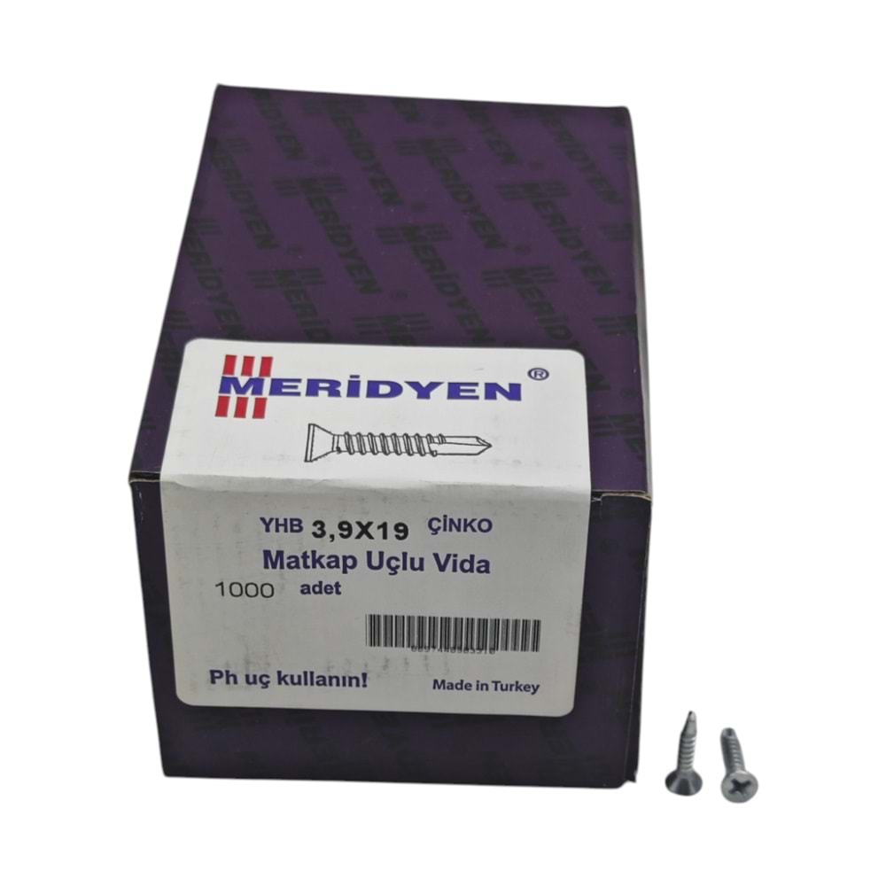 3919 Meridyen 3,9*19 YHB Matkap Uçlu Vida 1000li