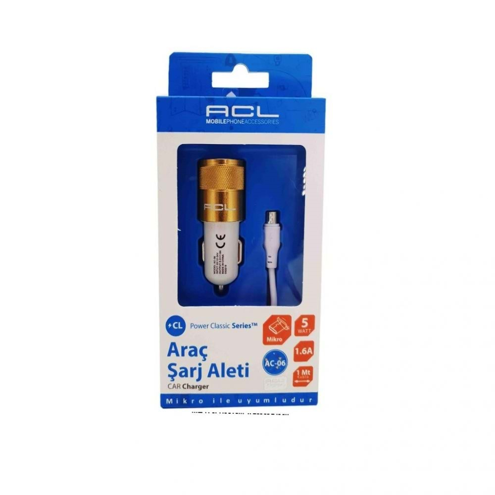 AC-06 ACL USB*2 Araç Şarji 1.6A (Micro)