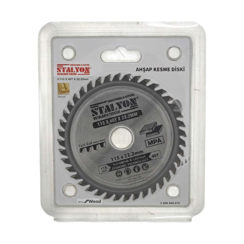 KD001 Stalyon Elmaslı Ahşap Kesme Diski 115*40T*22.2mm