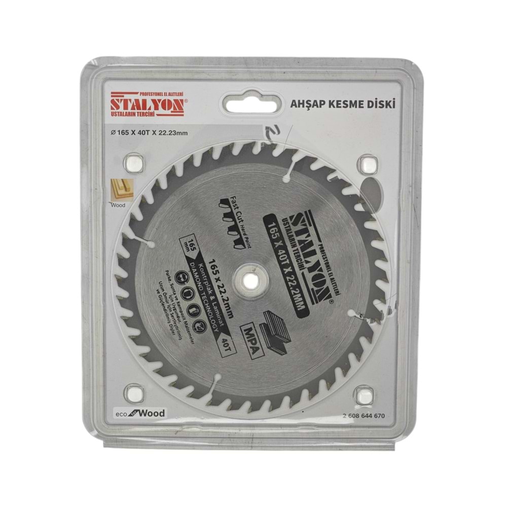 KD002 Stalyon Elmaslı Ahşap Kesme Diski 165*40T*22.2mm
