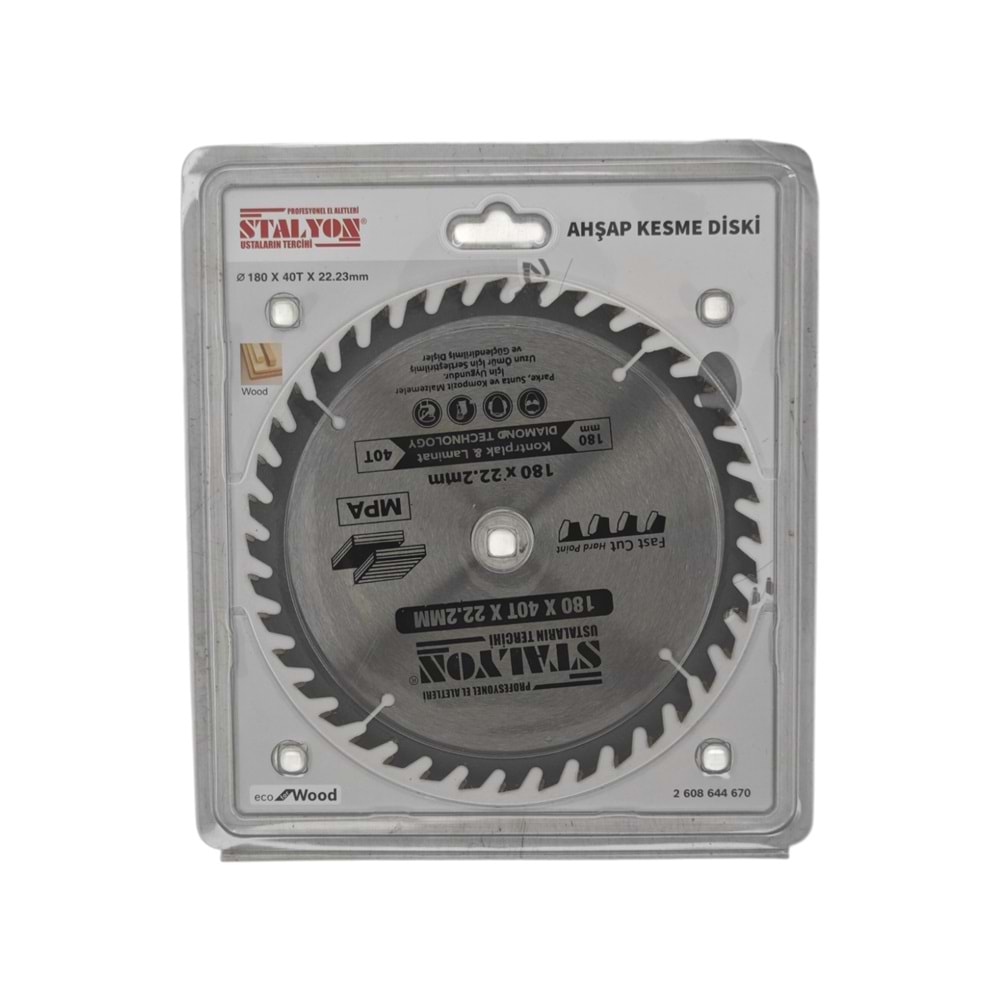 KD003 Stalyon Elmaslı Ahşap Kesme Diski 180*40T*22.2mm