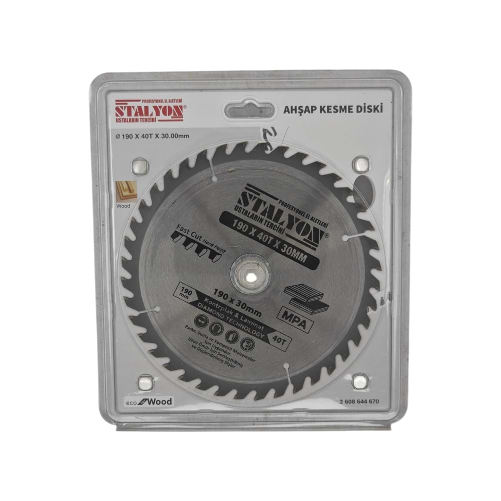 KD005 Stalyon Elmaslı Ahşap Kesme Diski 190*40T*30mm