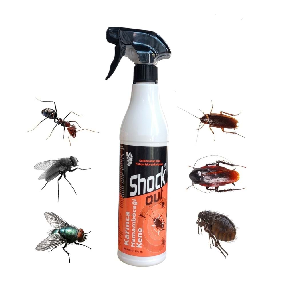 25210 Shock Out Maxi Sprey 450ml - Karınca-Kene-Hamamböceği-Sinek