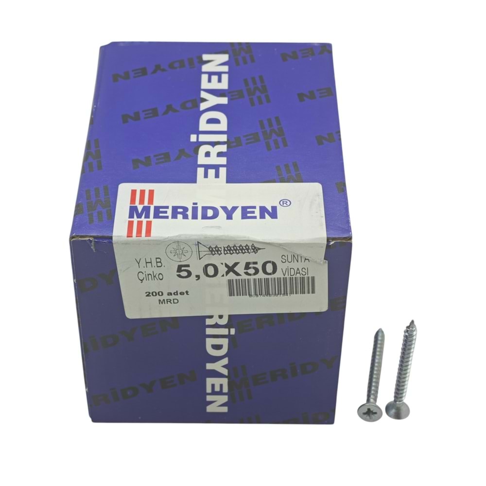 5050 Meridyen YHB Çinko 5.0*50mm Sunta Vidası 200lü