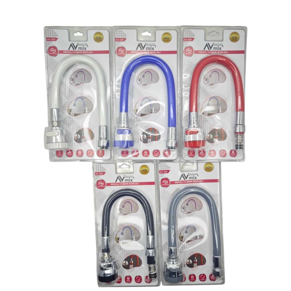 AV-269 Avmix Renkli Silikon Batarya Kubar Borusu