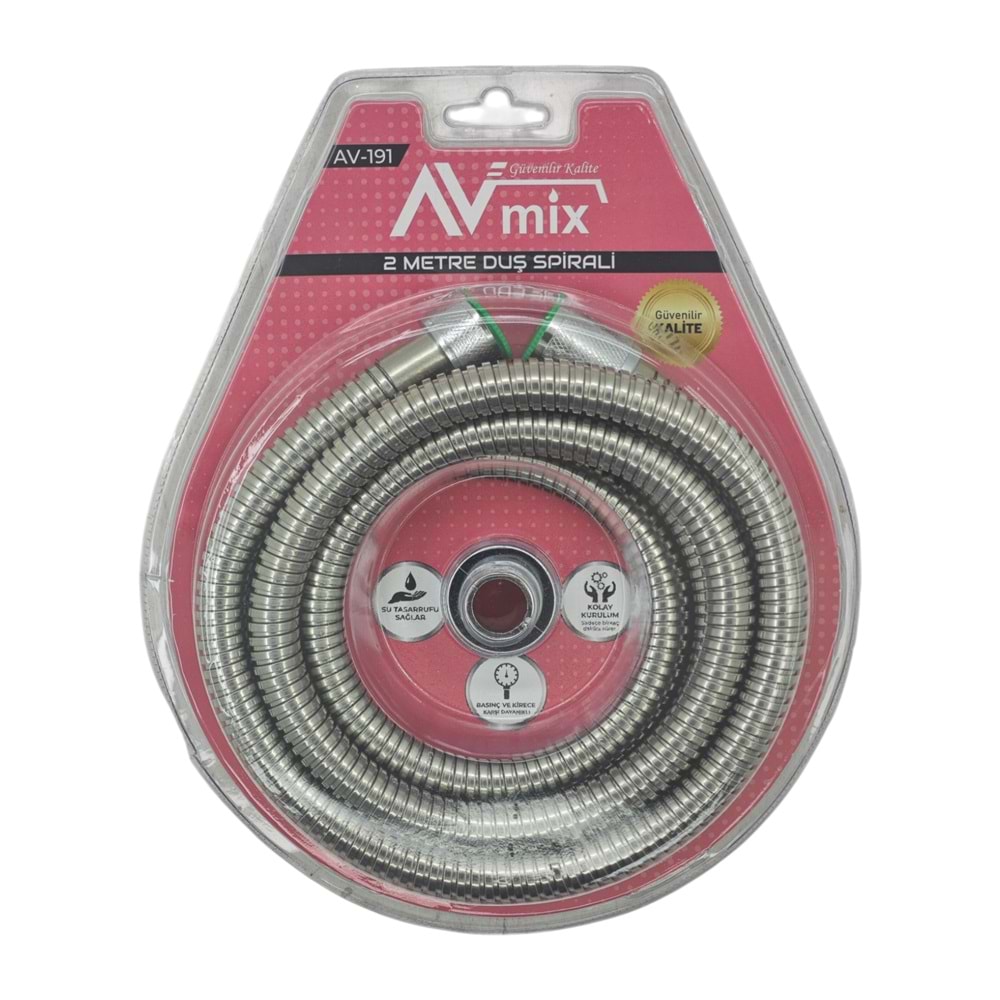 AV-191 Avmix Spralli Krom Duş Hortumu 2m
