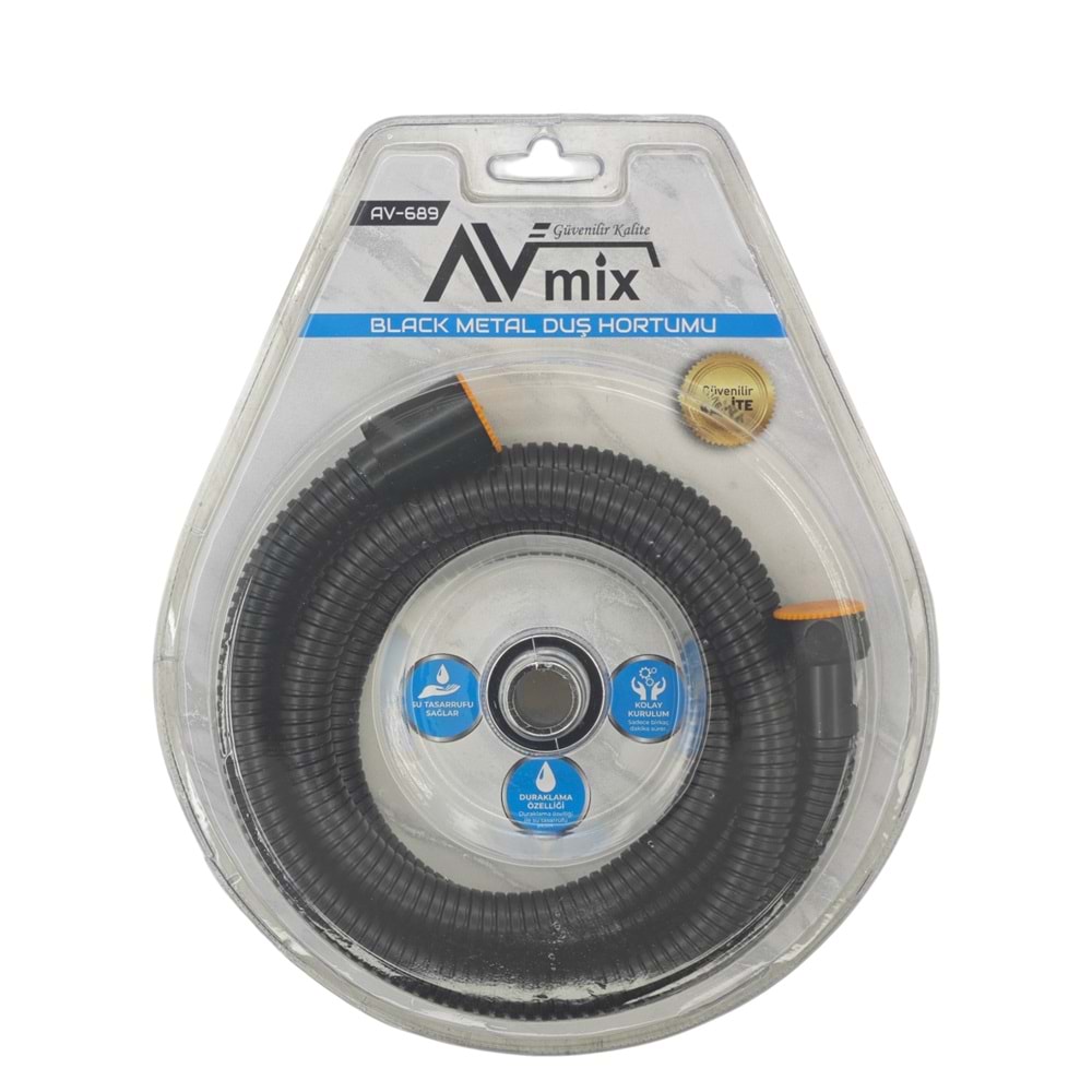 AV-689 Avmix Spralli Siyah Duş Hortumu