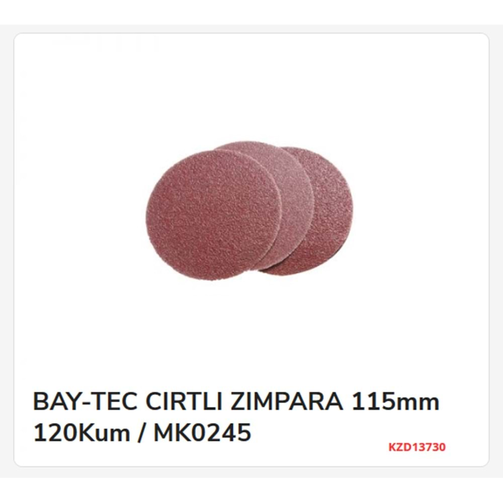 Mk0245 Bay-Tec Cırtlı Zımpara 115Mm 120Kum