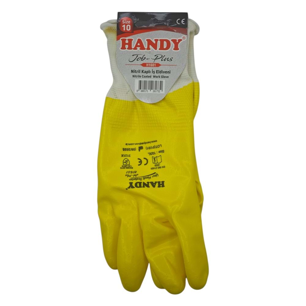 H1601 Handy Ful Sarı Nitril Kaplı İş Eldiveni 10