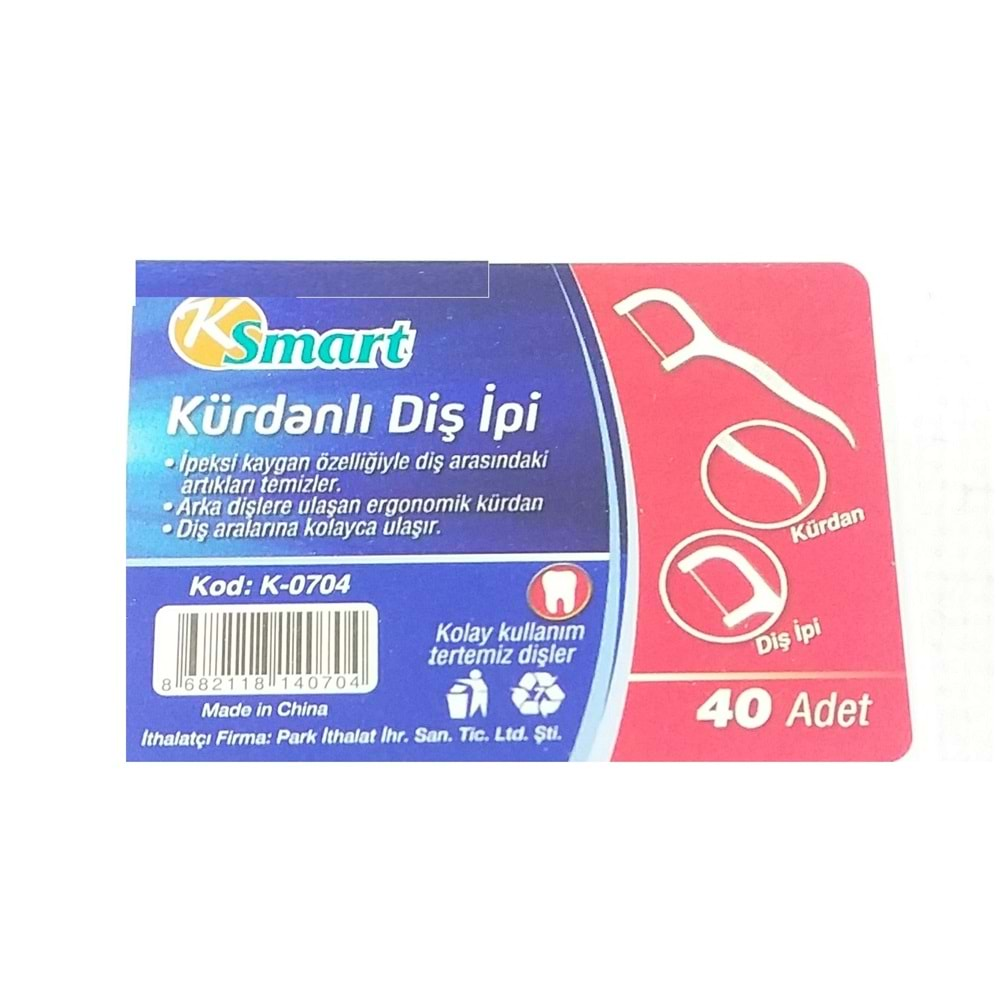 K-0704 Ksmart Kürdanlı Diş İpi 40Lı