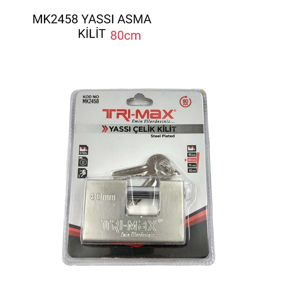 Mk2458 Trı-Max Yassı Çelik Kilit 80Mm