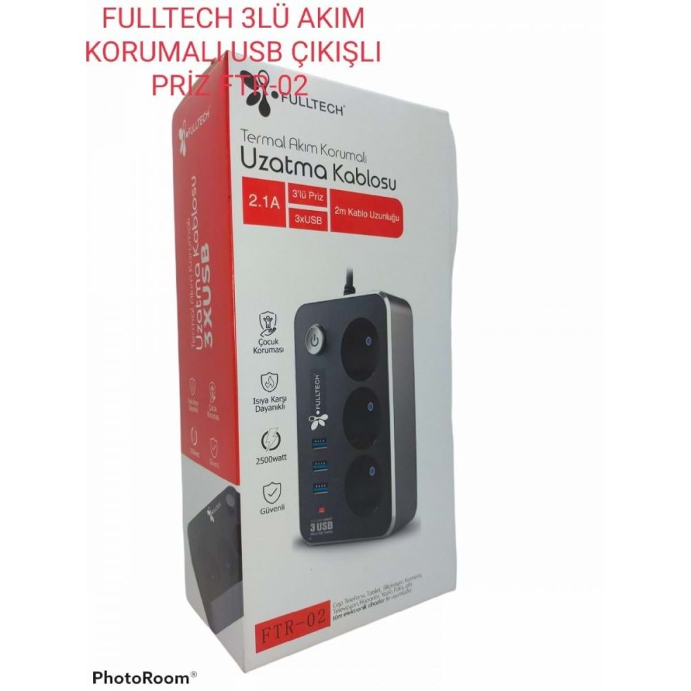 Ftr-02 Fulltech 2.1A Akım Korumalı Priz 3Lü