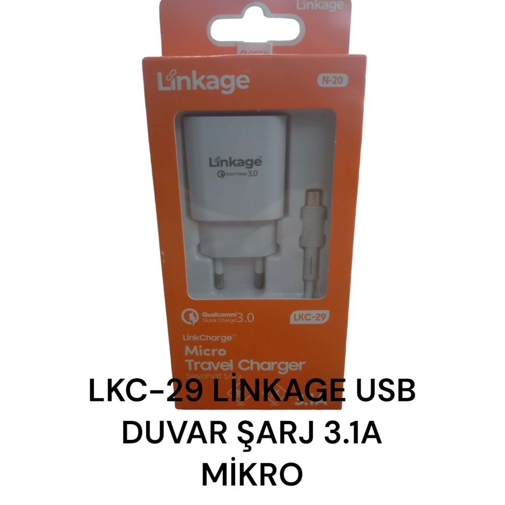 LKC-29 LİNKAGE USB DUVAR ŞARJ 3.1A - Micro