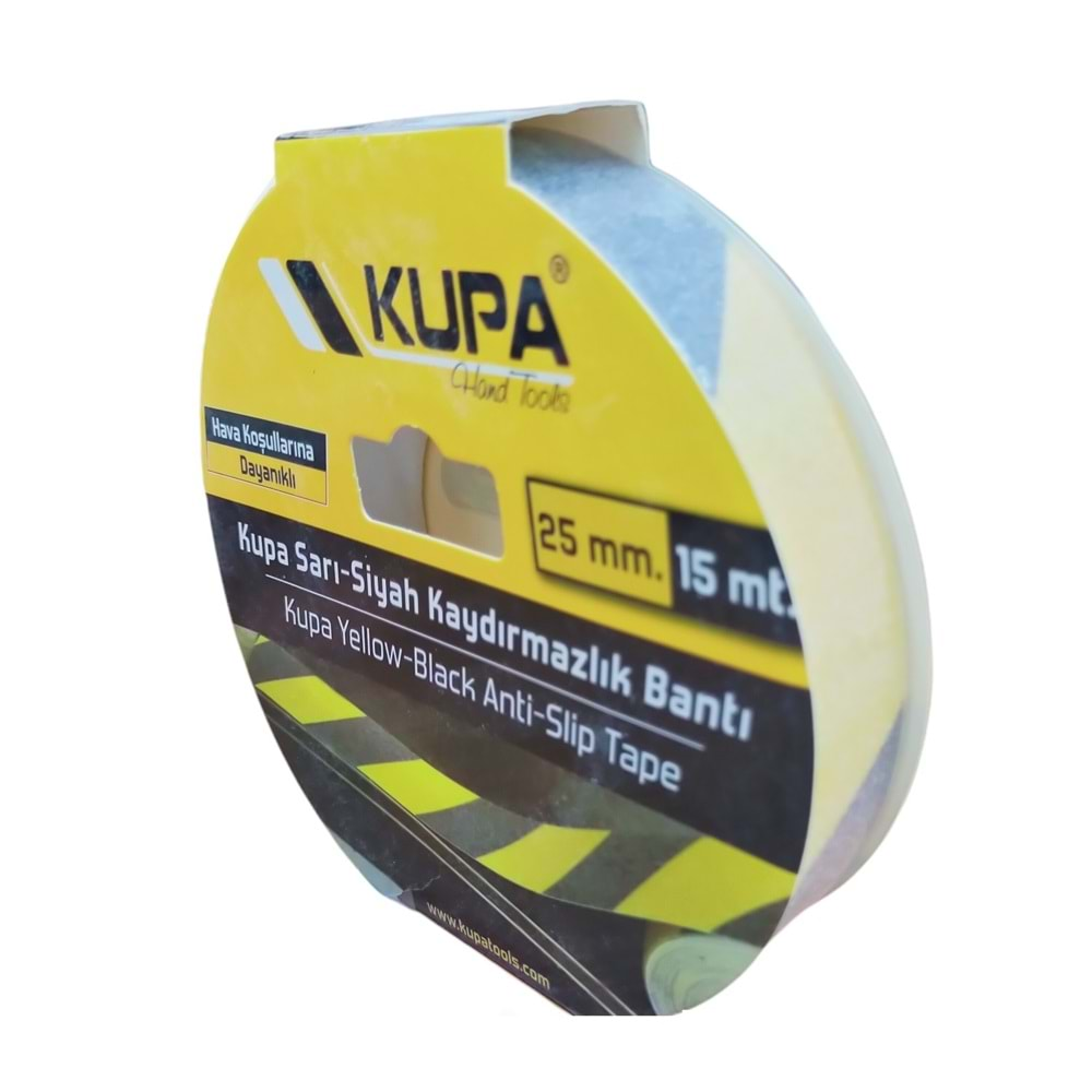 Kup6062 Kupa Sarı-Siyah Kaydırmaz Bant 25Mm*15M