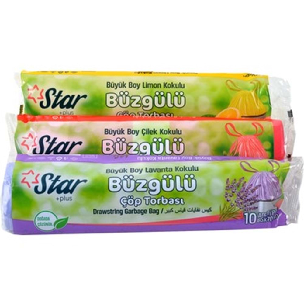 504 Star Büzgülü Çöp Torbası 65*70cm - Limon