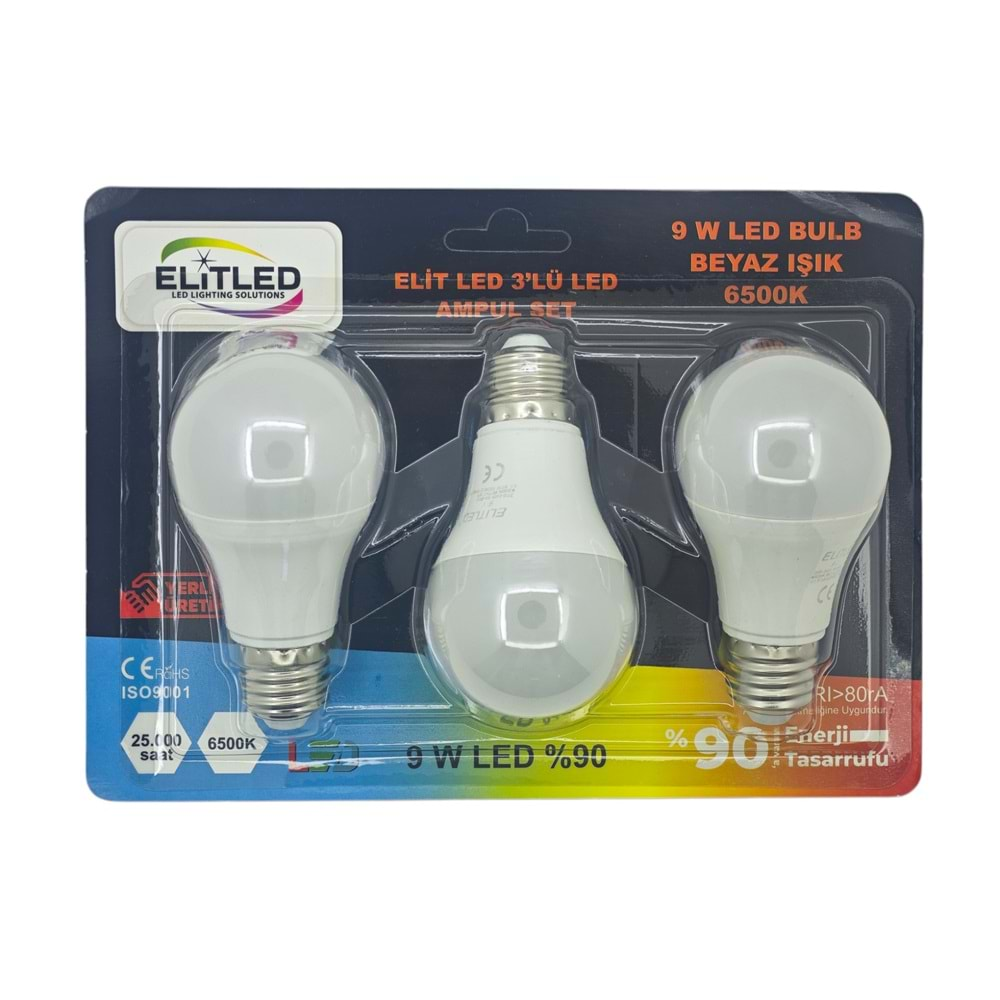 EL01W Elitled E27-9W 3lü Led Ampul