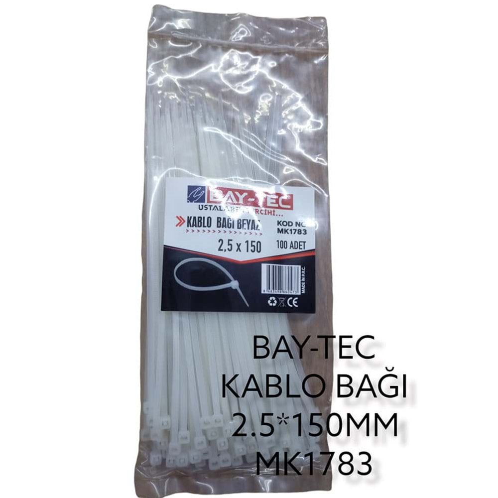 Mk1783 Bay-Tec Kablo Bağı 2.5*150Mm - Beyaz