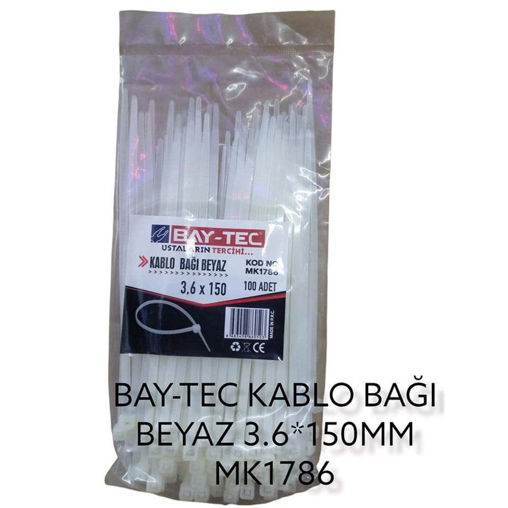 Mk1786 Bay-Tec Kablo Bağı 3.6*150Mm - Beyaz