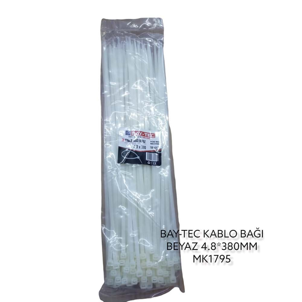 Mk1795 Bay-Tec Kablo Bağı 4.8*380Mm - Beyaz