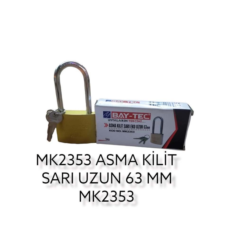MK2353 BAY-TEC UZUN SARI ASMA KİLİT 63mm - Eko