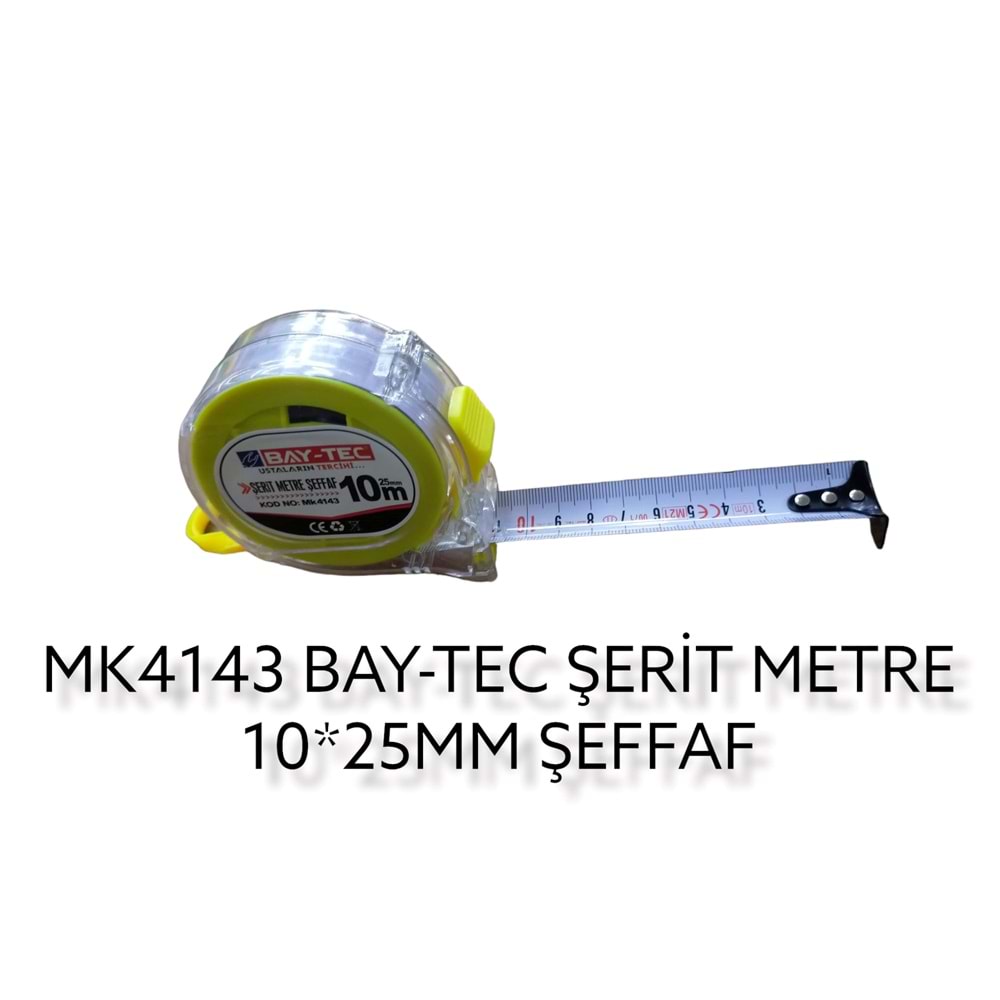 MK4143 BAY-TEC ŞERİT METRE 10m*25mm - Şeffaf
