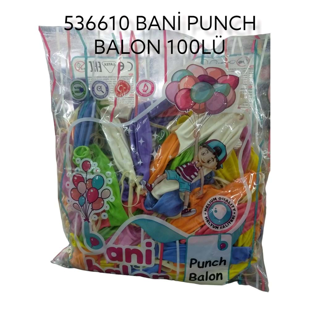 536610 Bani Punch Balon 100Lü - Baskısız