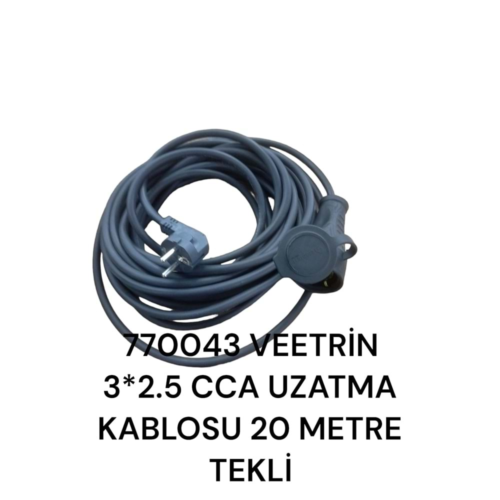 770043 Veetrin 3*2,5 Cca Uzatma Kablosu 20M - Tekli