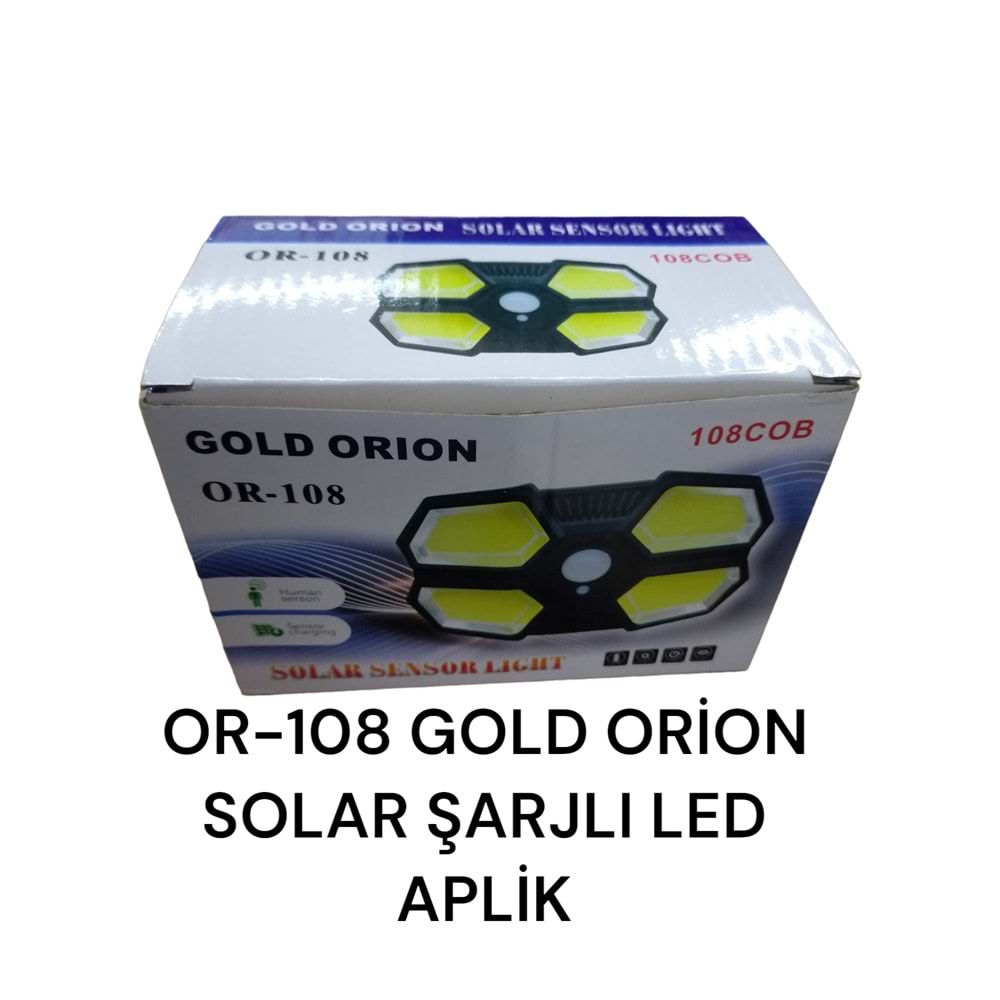 OR-108 GOLD ORİON SOLAR ŞARJLI LED APLIK - Sensörlü
