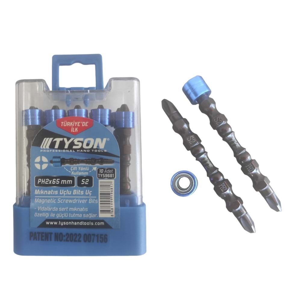 Ty9681 Tyson Mıknatıslı Bits Uç Ph2 65Mm 10Lu - Çift Taraflı