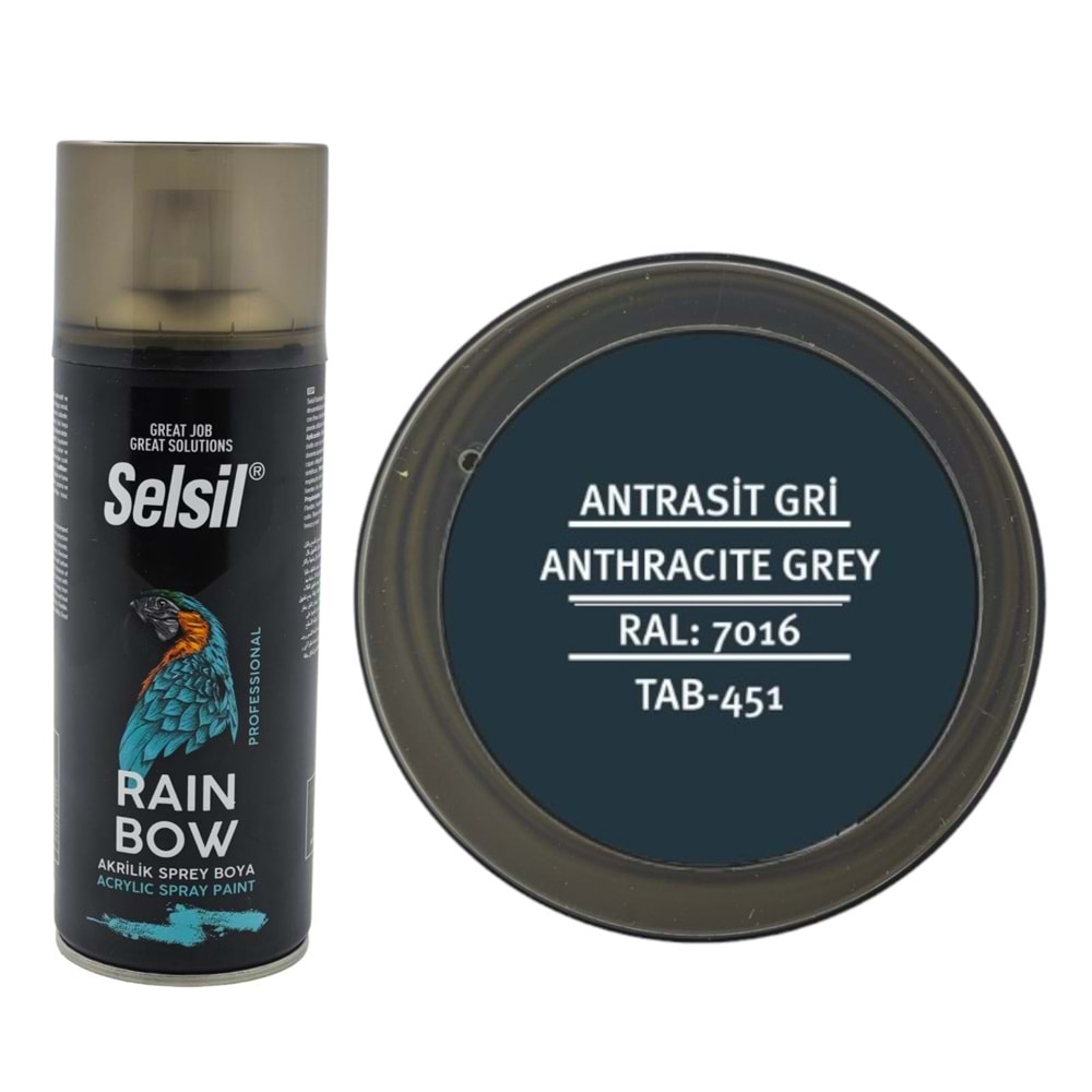 Tab-451 Selsil Raınbow Akrilik Sprey Boya 400Ml - Antrasit Gri