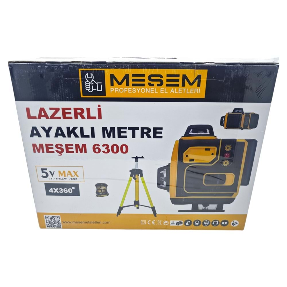 M-6300 Meşem Dl-12 16 Köşeli Lazer 4.2V 5Ah - Tripot Ayaklı