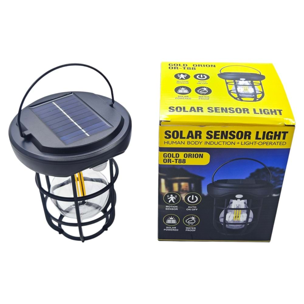 OR-T88 Gold Orion Solar Şarjlı Askılı Aplik - Hareket Sensörlü