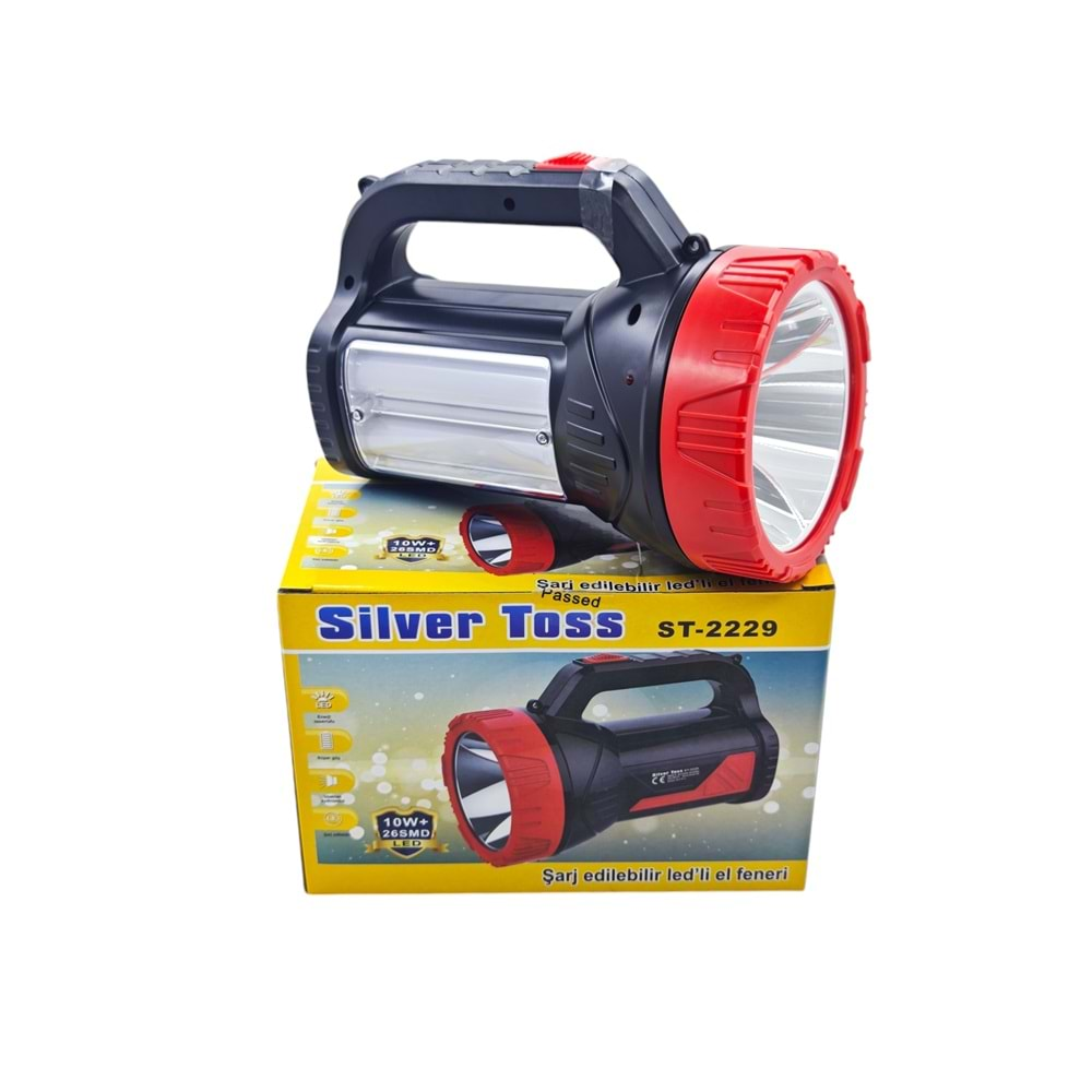 ST-2229 Silver Toss 10W+26SMD Led şarjlı Fener