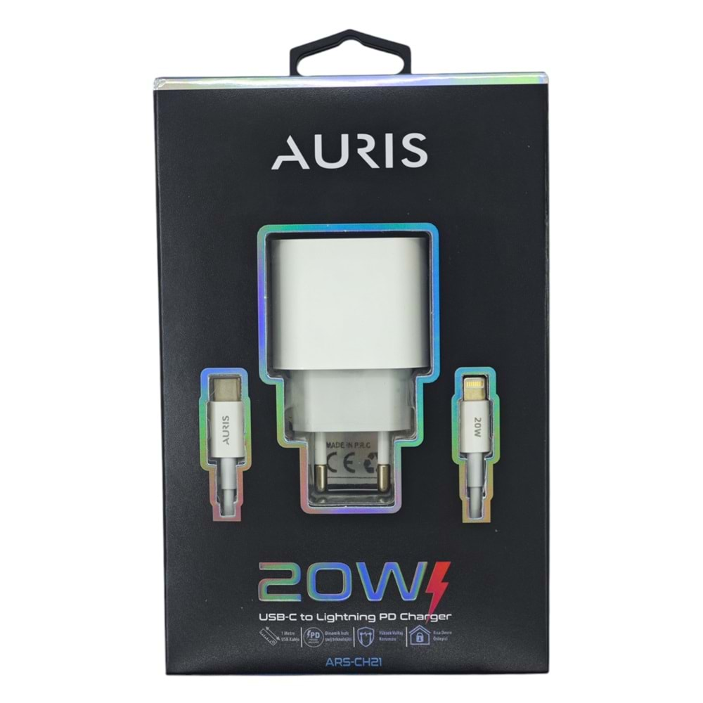 ARS-CH21 Auris USB-C Lightning PD 20W Hizli Şarj Aleti