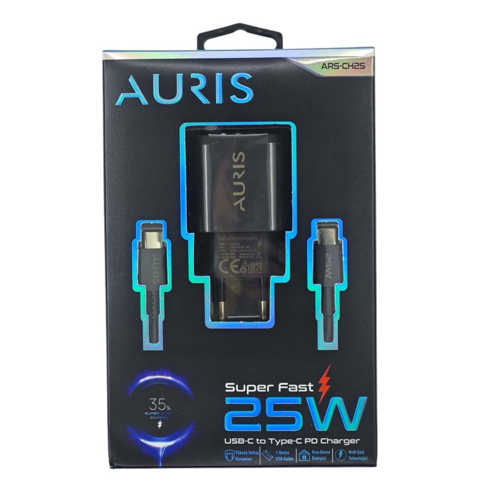 ARS-CH25 Auris USB-C Type-C PD 25W Super Hizli Şarj Aleti